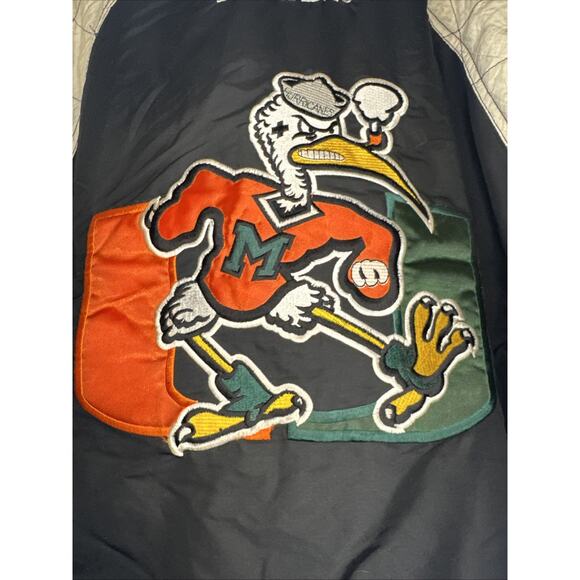 VINTAGE University of Miami Hurricanes Starter Jacket Coat Size Large Hood Logo - Picture 2 of 16